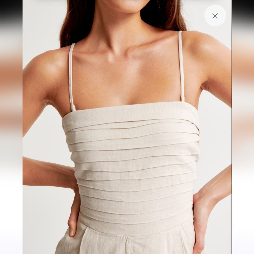 Abercrombie Fitch Emerson Linen Blend Wide Leg Strapless Jumpsuit Xl - Picture 5 of 8